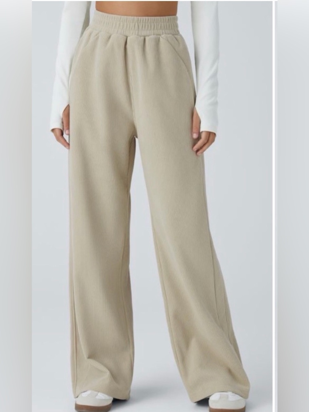 High Waisted Side Pocket Straight Leg Mop Corduroy Casual Pants Size XS Petite